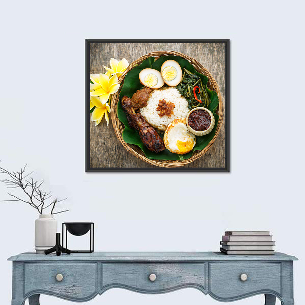 Nasi Campur in Woven Basket Wall Art