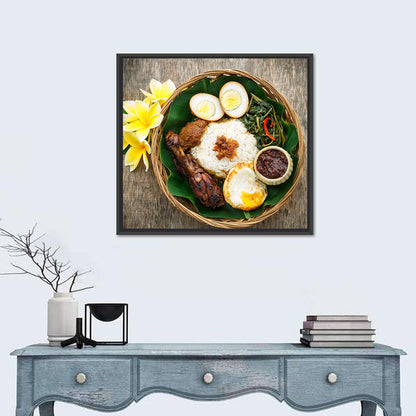 Nasi Campur in Woven Basket Wall Art
