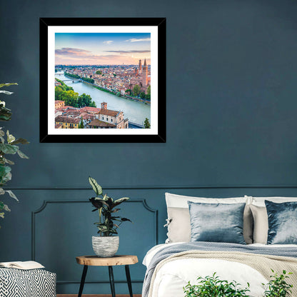 Verona Riverbend at Golden Hour Wall Art