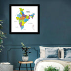 Colorful Political Map of India Wall Art