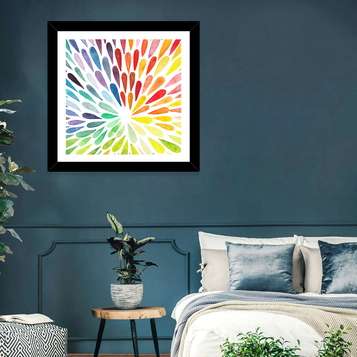 Watercolor Invasion Wall Art in a room, square