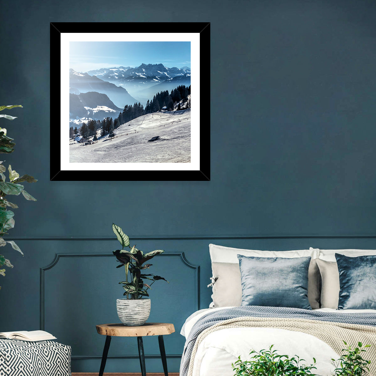 Sunlit Alpine Ski Slope Wall Art