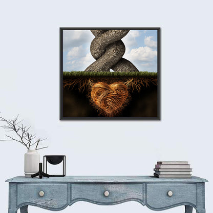 Intertwined Trees with Heart-shaped Roots Wall Art