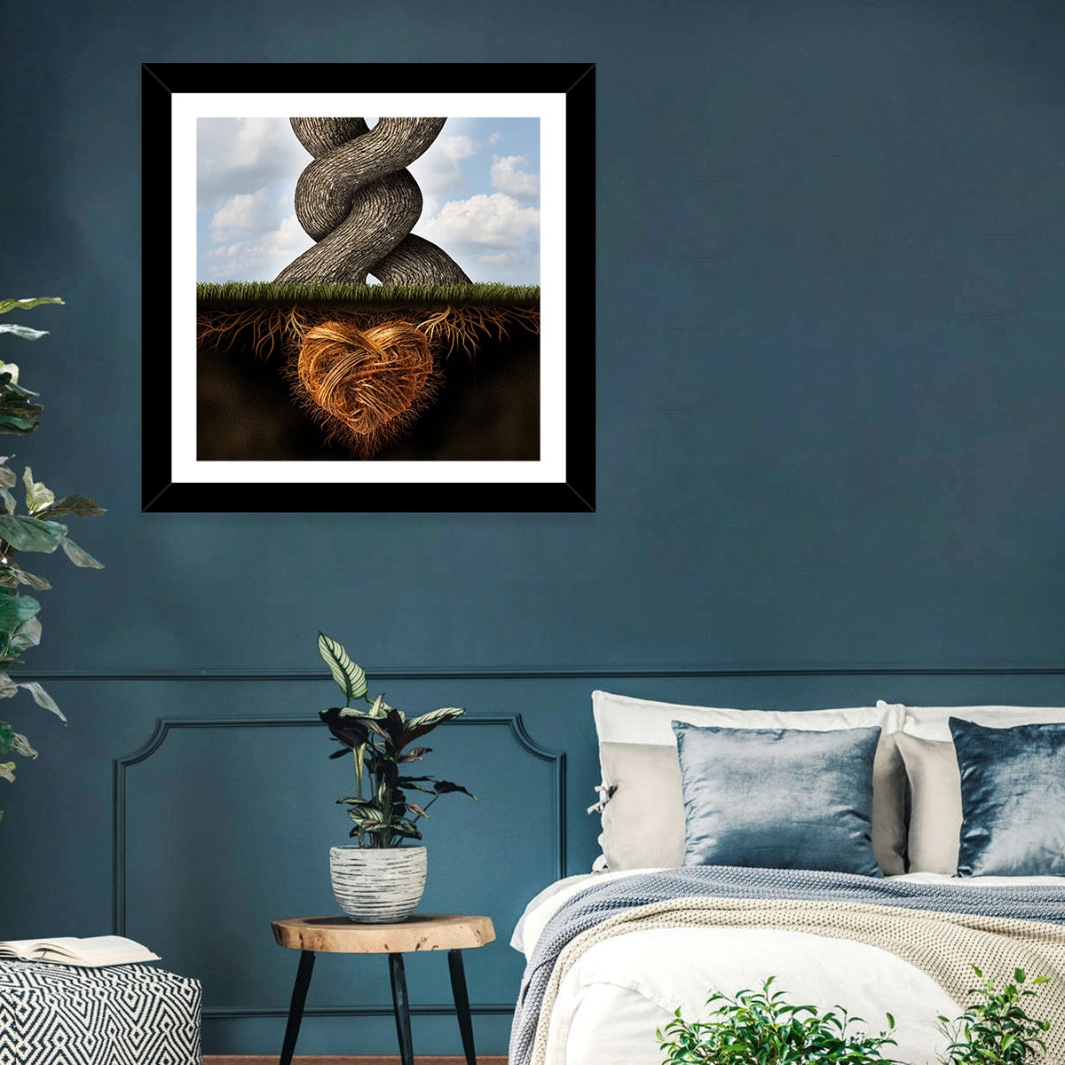 Intertwined Trees with Heart-shaped Roots Wall Art