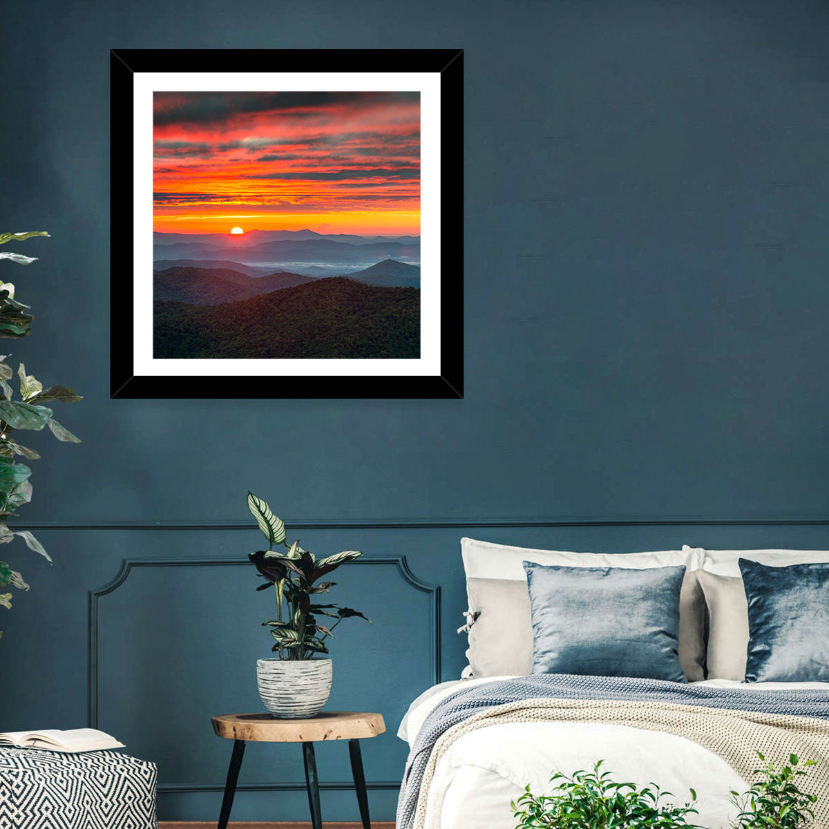 Blue Ridge Sunrise Over Misty Ridges Wall Art