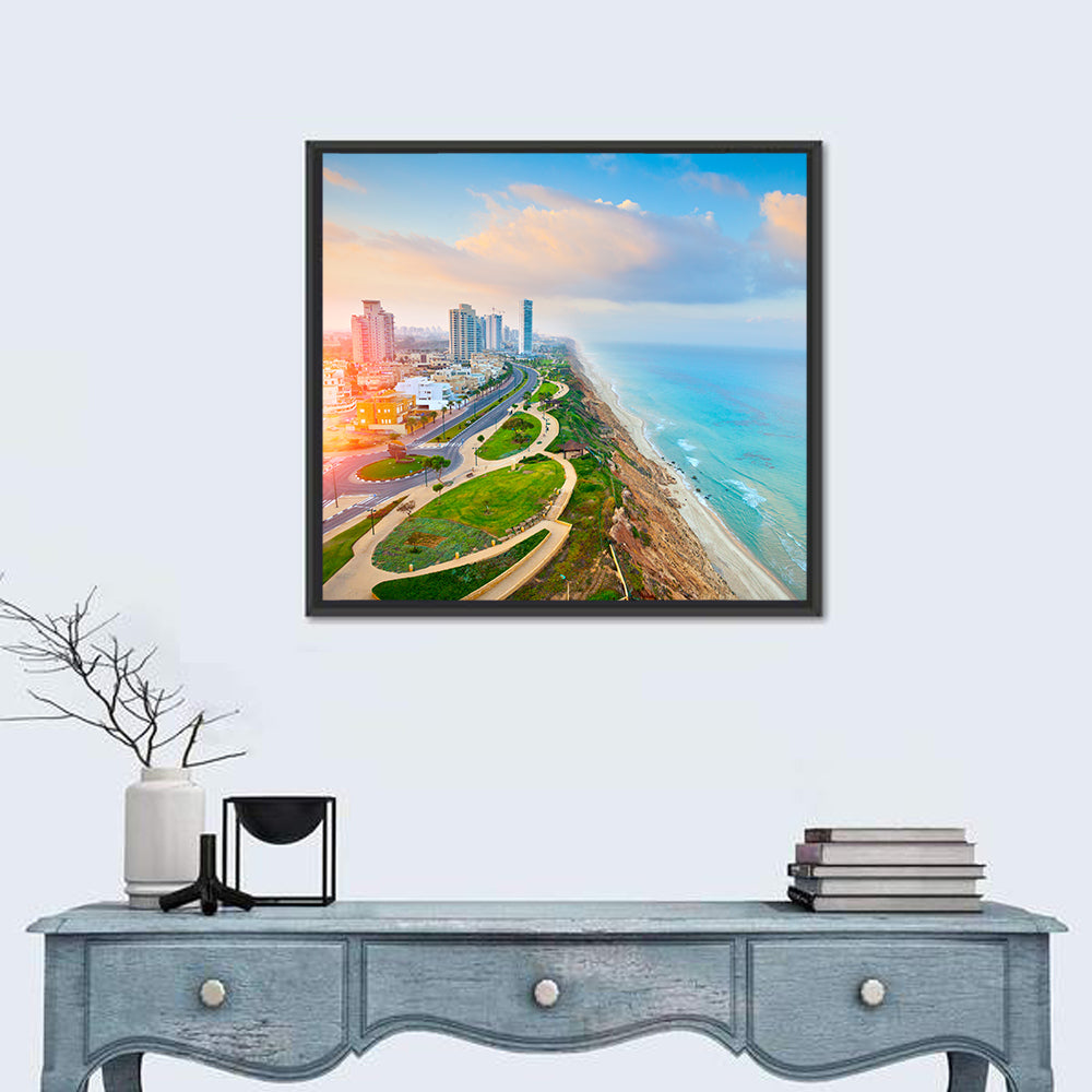 Netanya Coastline at Golden Hour Wall Art