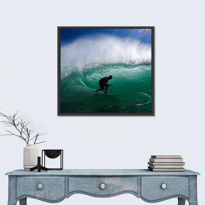 Surfer in Barrel Wave Wall Art