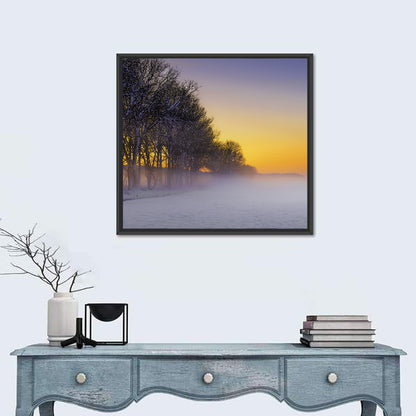 Foggy Winter Sunset Wall Art