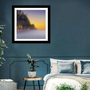 Foggy Winter Sunset Wall Art