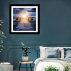 Sunlit Wooden Jetty at Dusk Wall Art