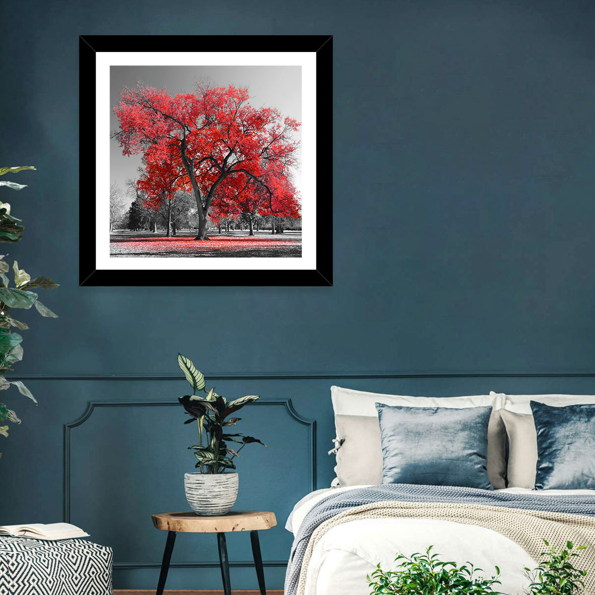 Winter Tree with Red Leaves Wall Art