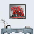 Winter Tree with Red Leaves Wall Art