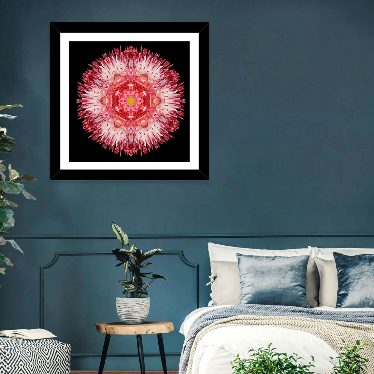 Magenta Chrysanthemum Star Mandala Wall Art