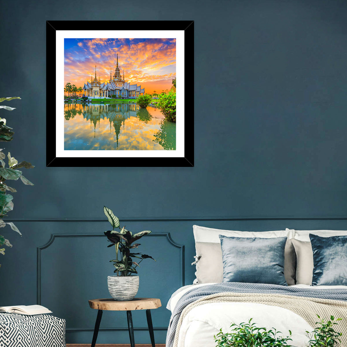 Wat Non Kum Sunset Reflection Wall Art