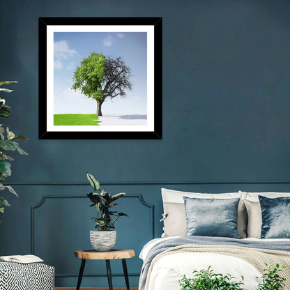 Split Seasons Tree Wall Art