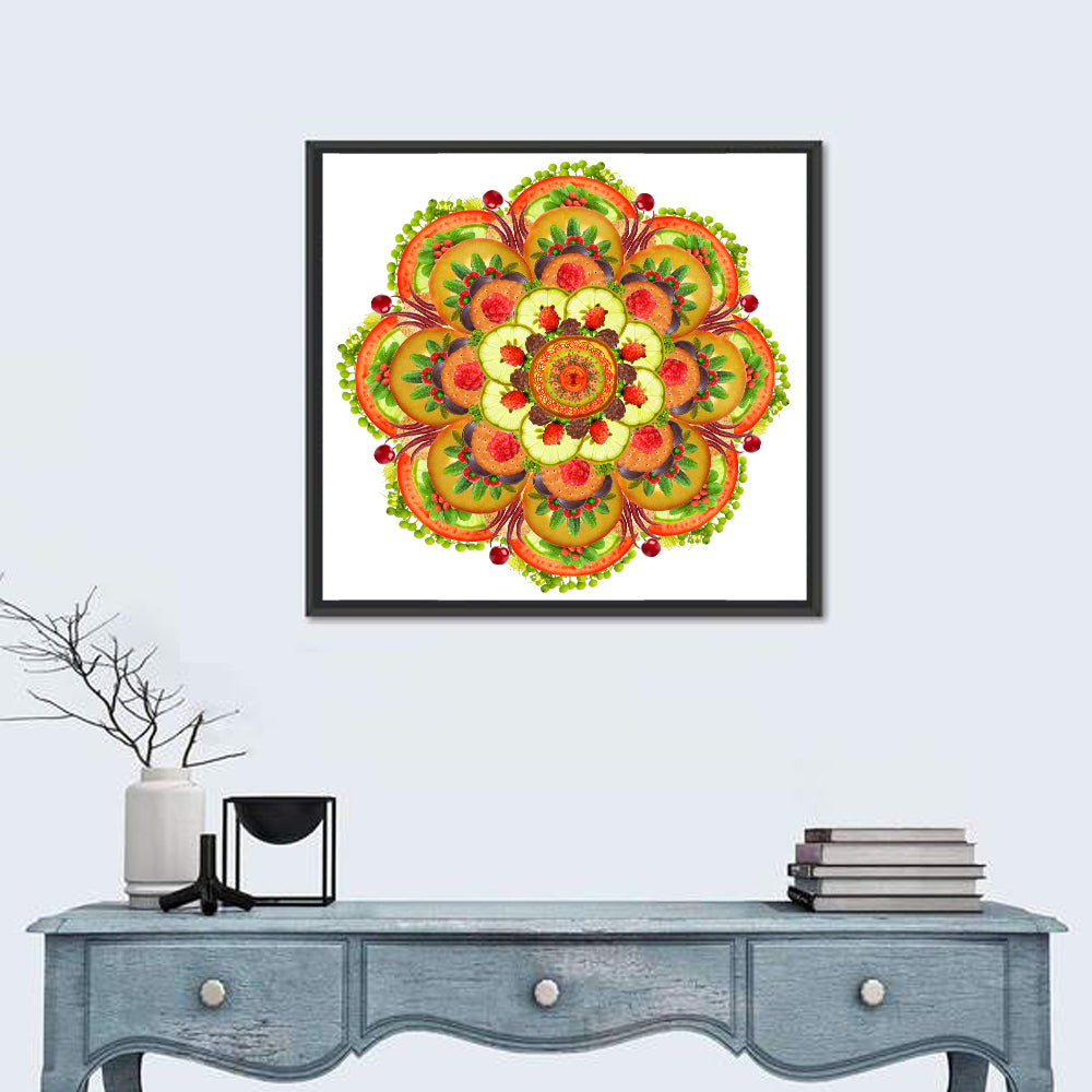 Vegetarian Pizza Mandala Wall Art in a room, square