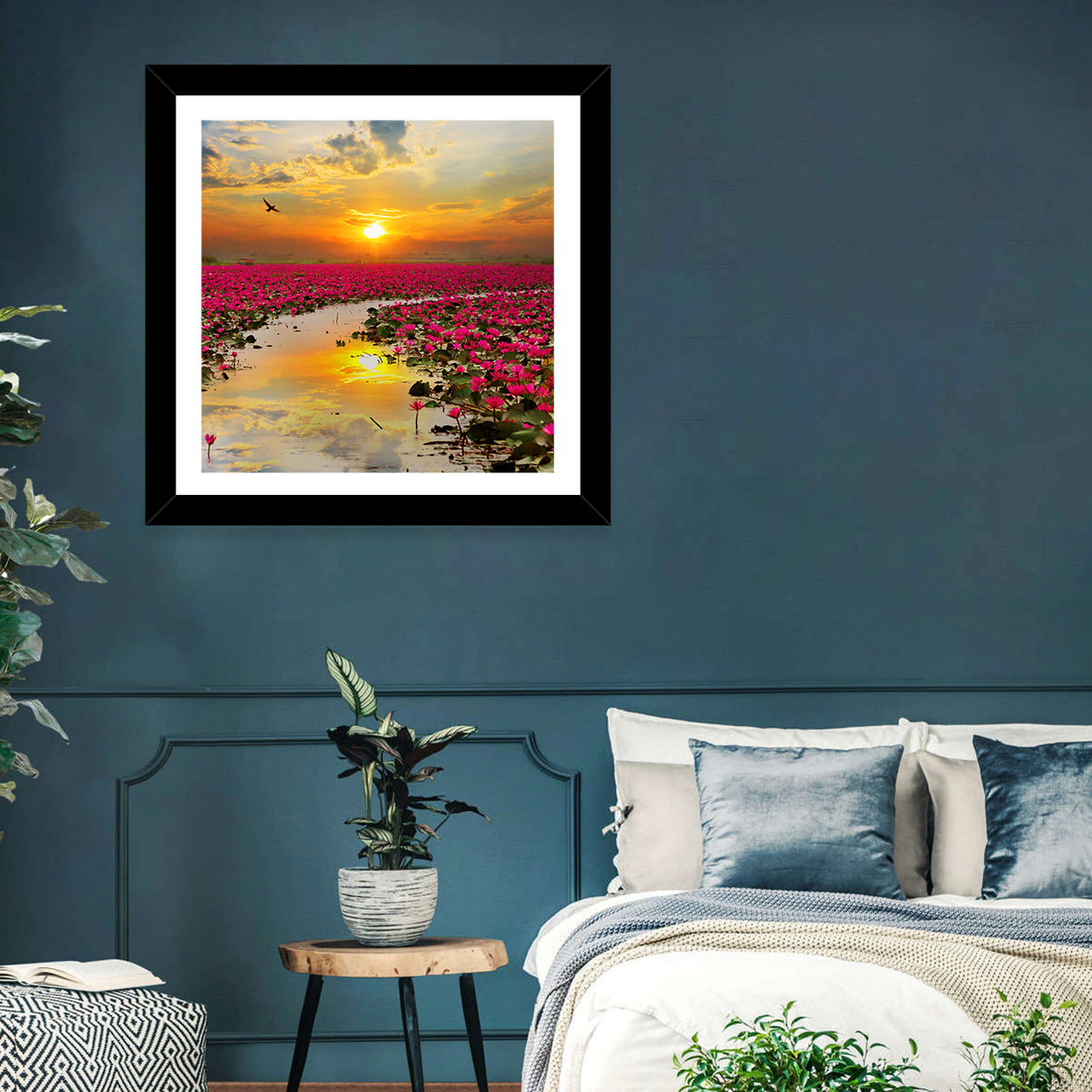 Golden Hour Lotus Field Wall Art