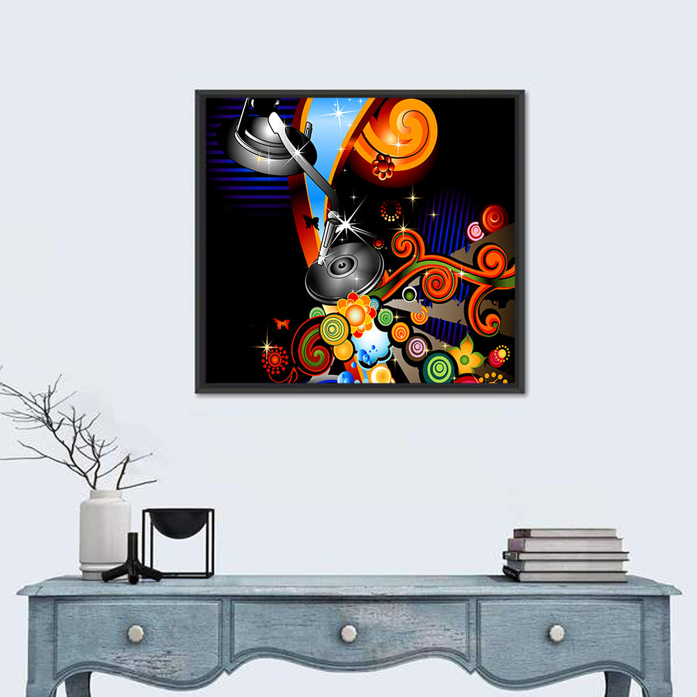 Psychedelic Turntable Illustration Wall Art