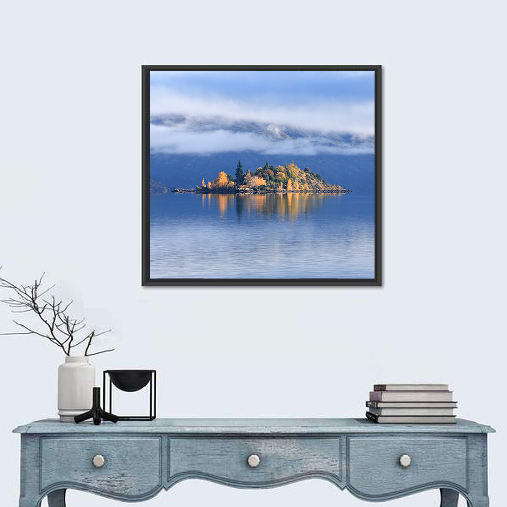Misty Wanaka Island Reflection Wall Art