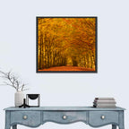 Golden Beech Tree Tunnel in Autumn Wall Art