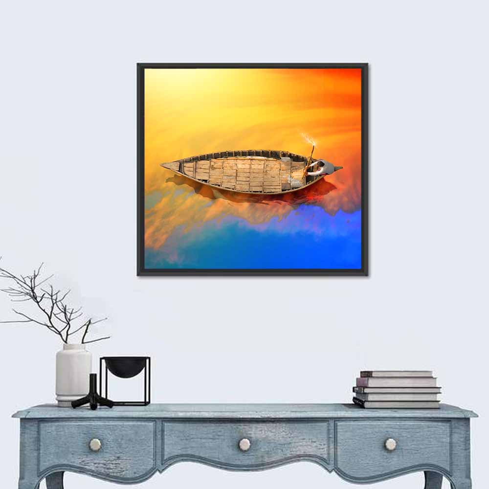Sunset Rowboat from Above Wall Art