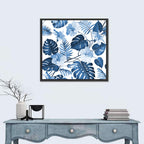 Blue Tropical Palm Leaves Wall Art