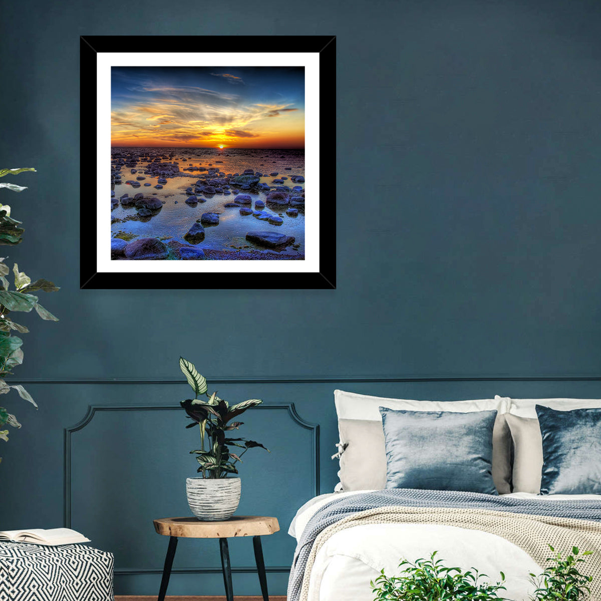 Sea Stones at Sunset Wall Art