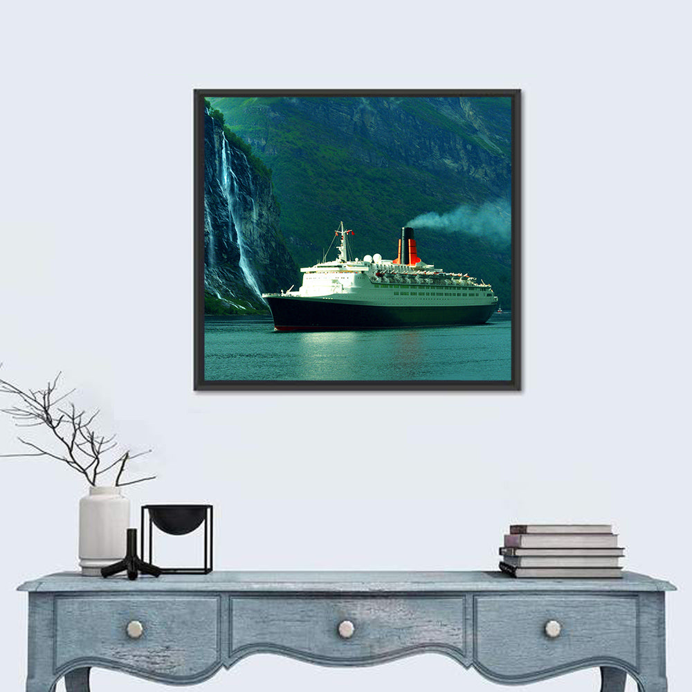 Cruise Ship at Geiranger Fjord Wall Art
