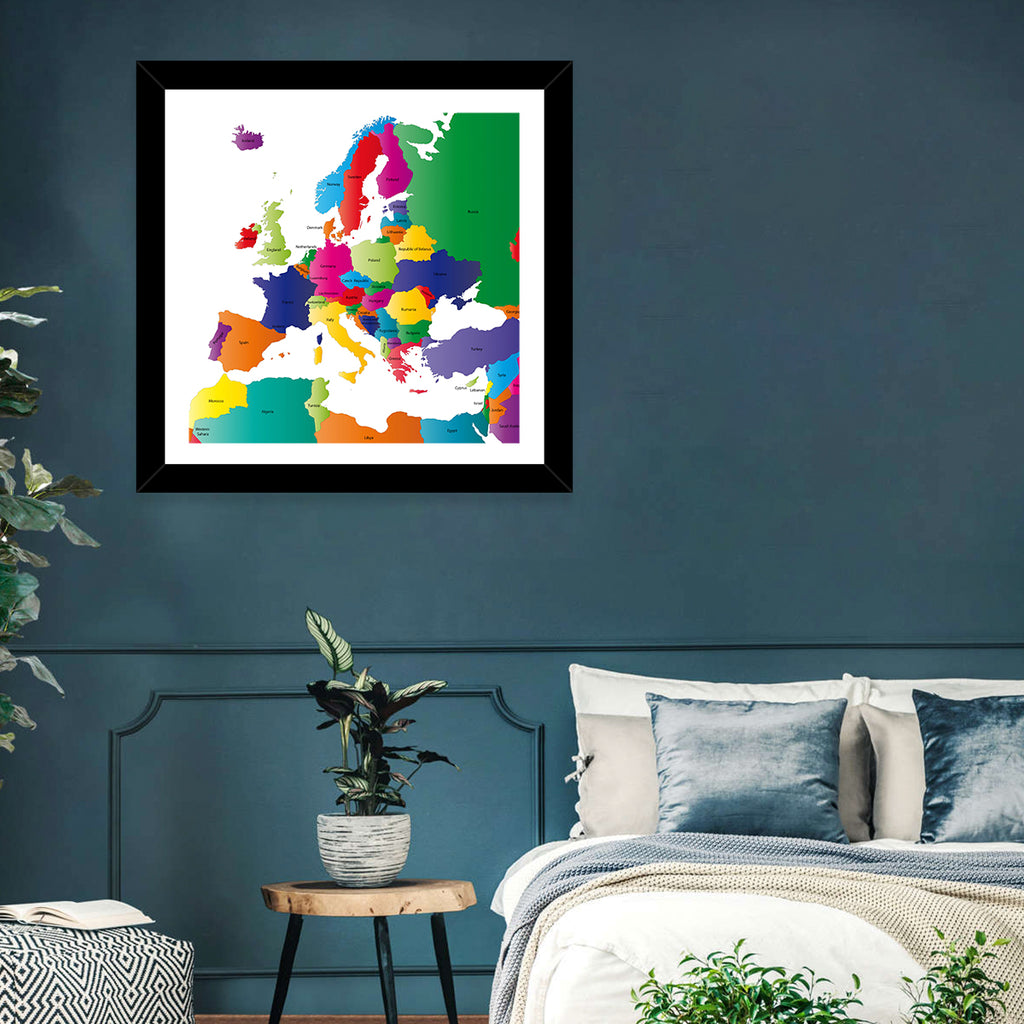 Modern Coloured Map of Europe Wall Art