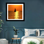 Sailboat Silhouette at Golden Sunset Wall Art