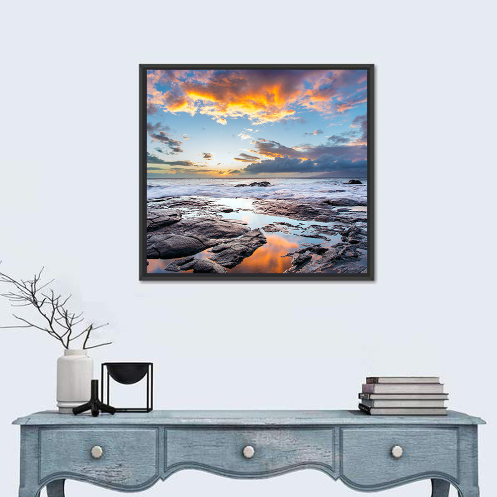 Sunset Over Volcanic Shore Wall Art