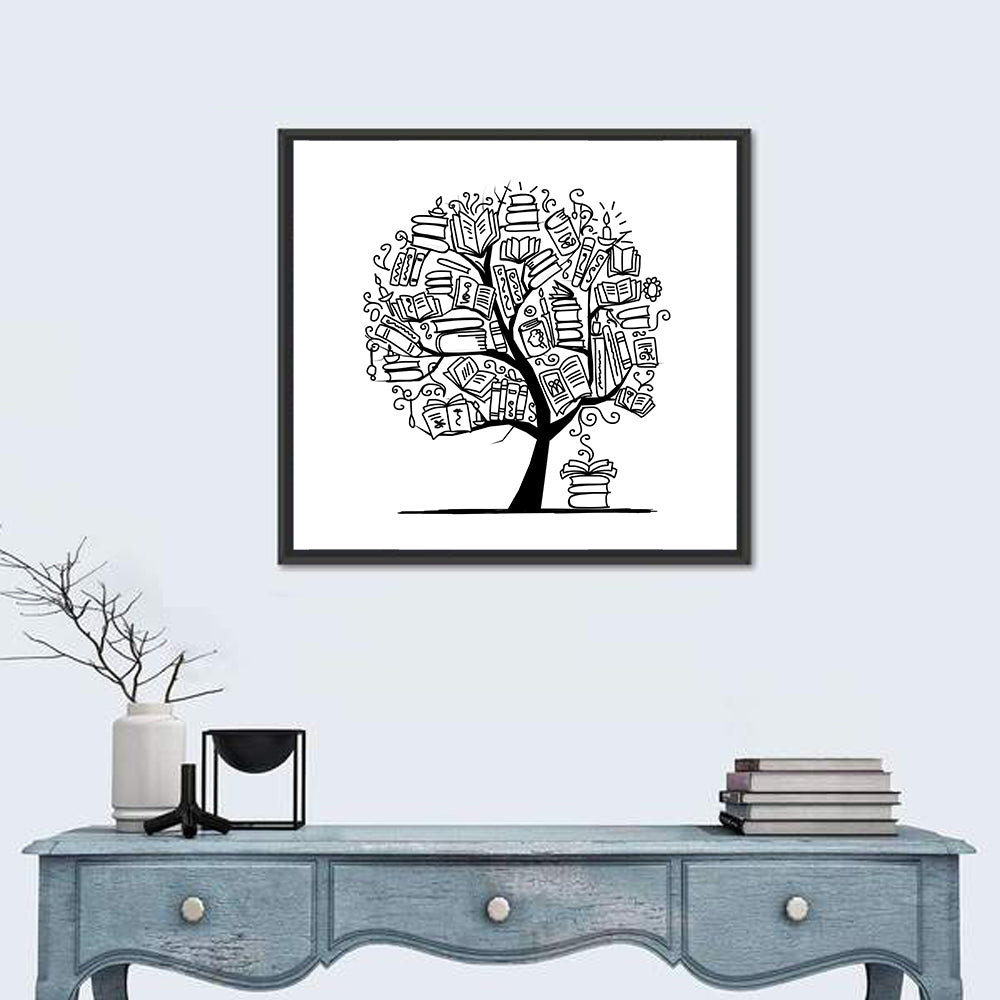 Knowledge Tree Wall Art in a room, square