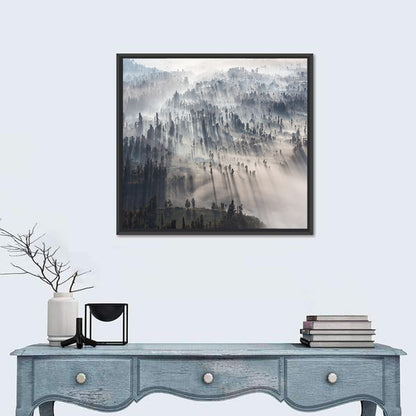 Misty Forest Sunrise Wall Art
