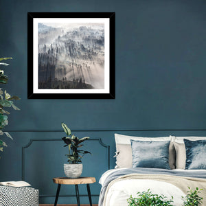 Foggy Forest Sunrise Wall Art