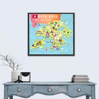 I Love Hong Kong Illustrated Cultural Map Wall Art