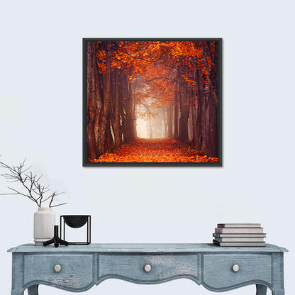 Misty Autumn Forest Path Wall Art