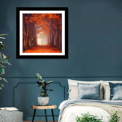 Misty Autumn Forest Path Wall Art