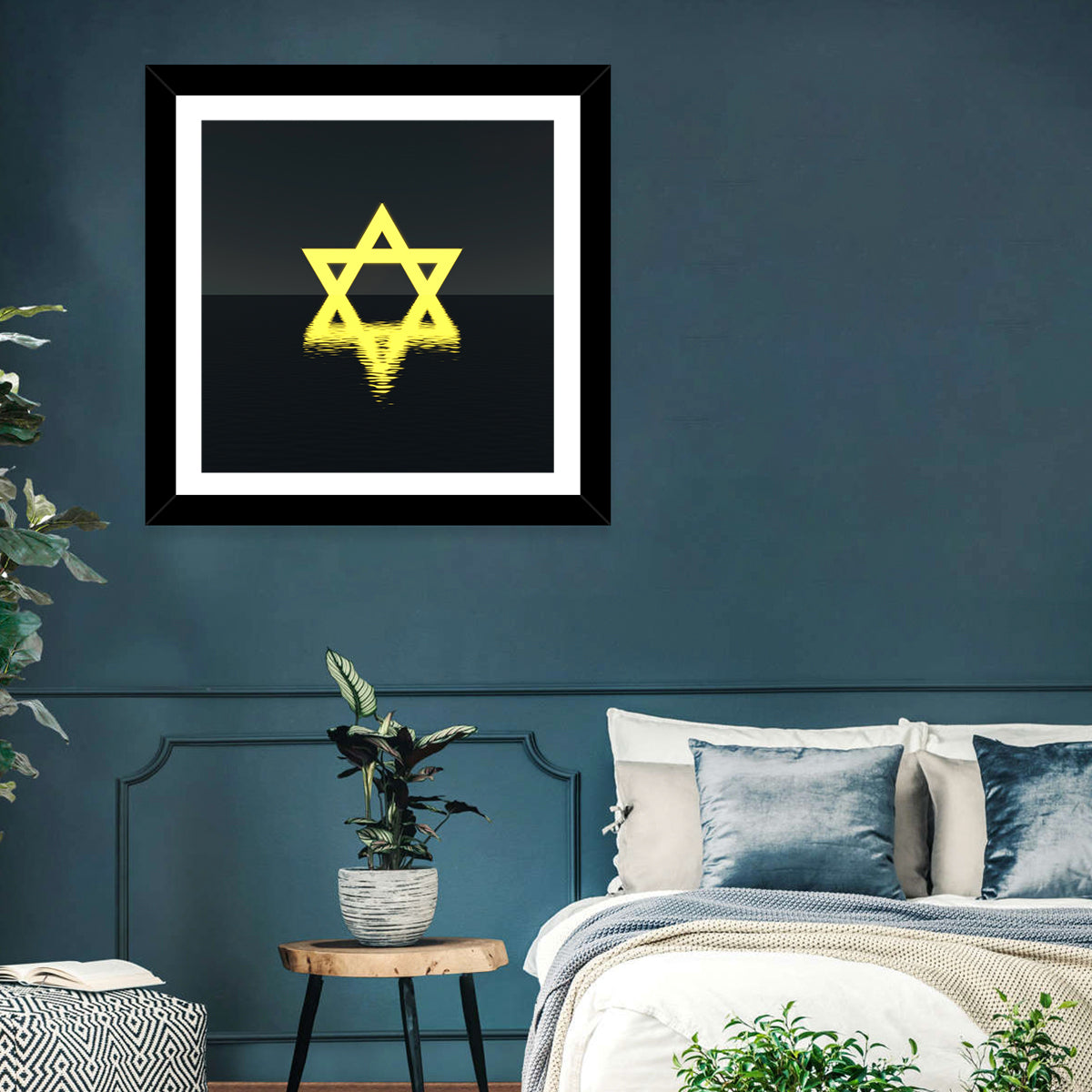 Glowing Star of David Reflection Wall Art