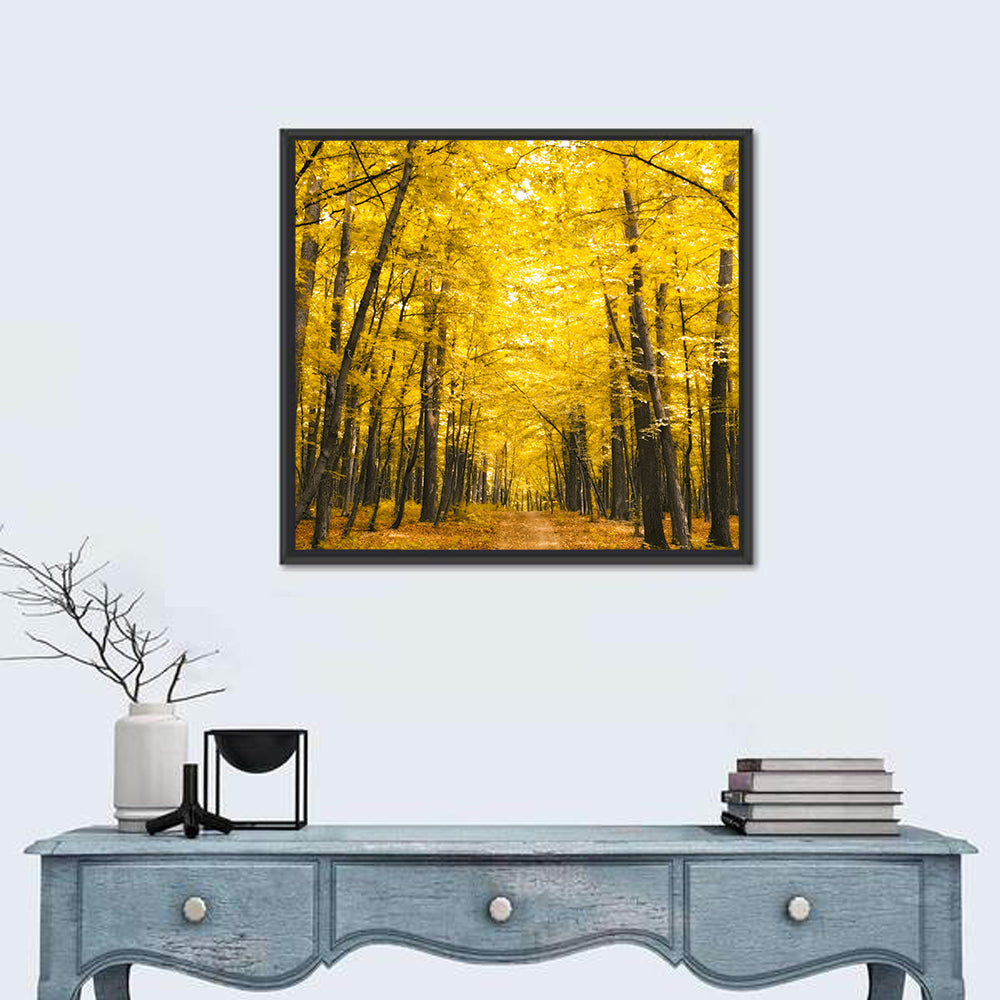 Yellow Autumn Forest Path Wall Art