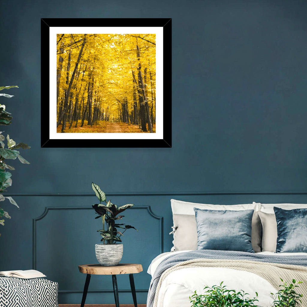 Yellow Autumn Forest Path Wall Art