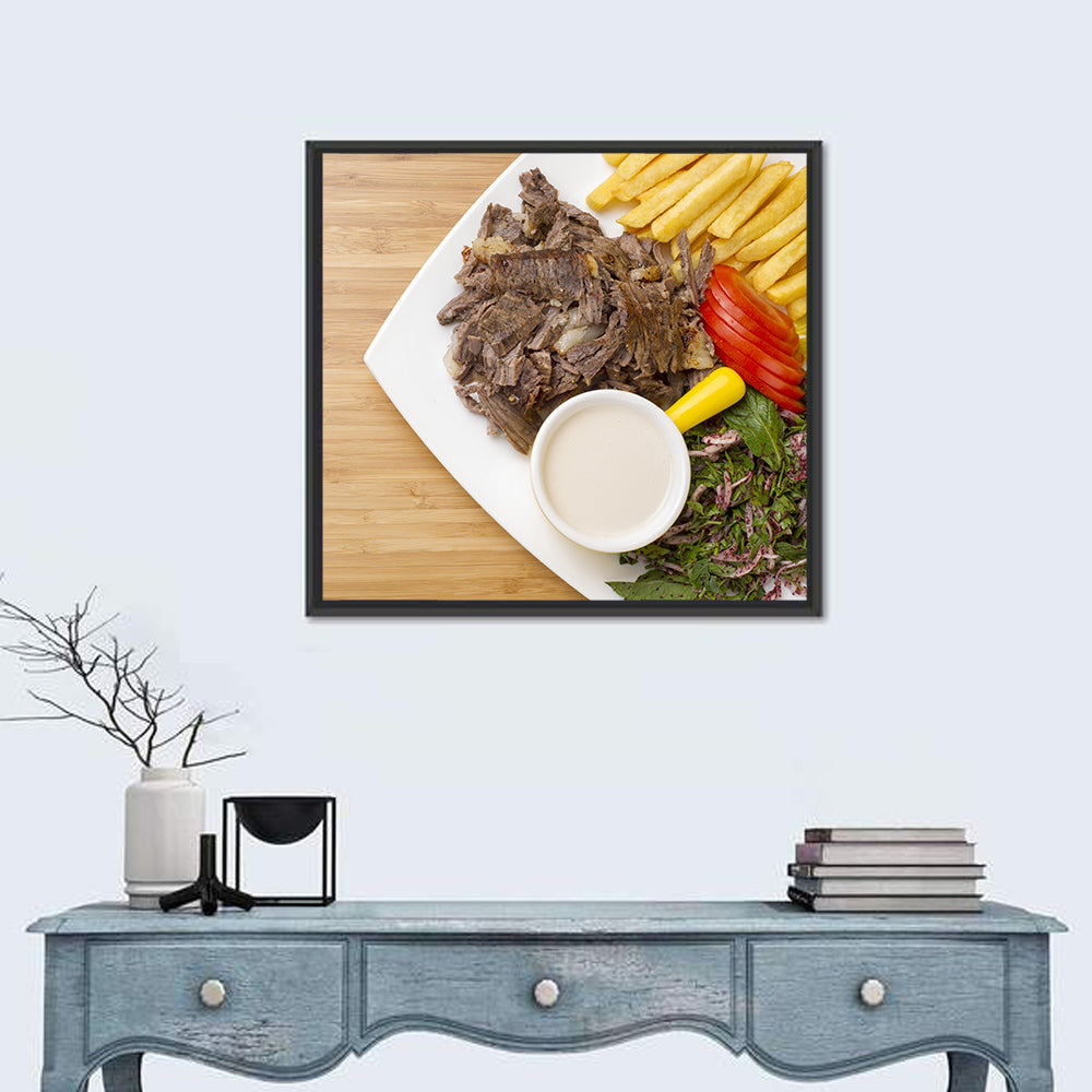 Shawarma and Fries Flat Lay Wall Art