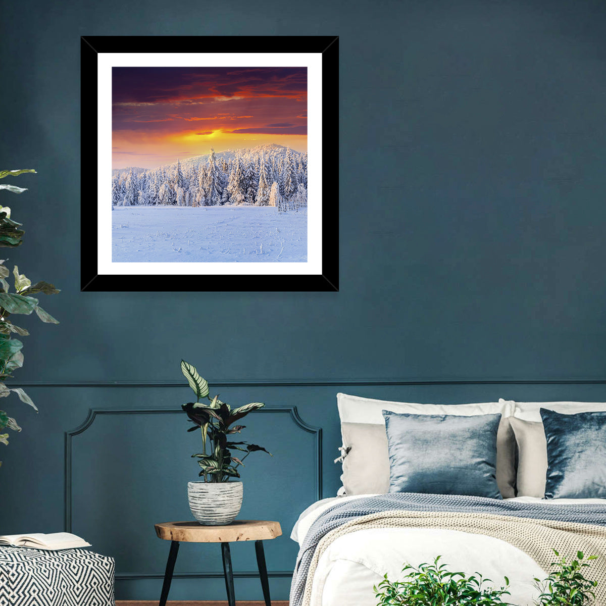 Snowy Forest Sunset Wall Art