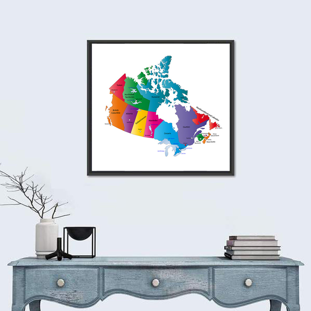 Coloured Canada Map Wall Art