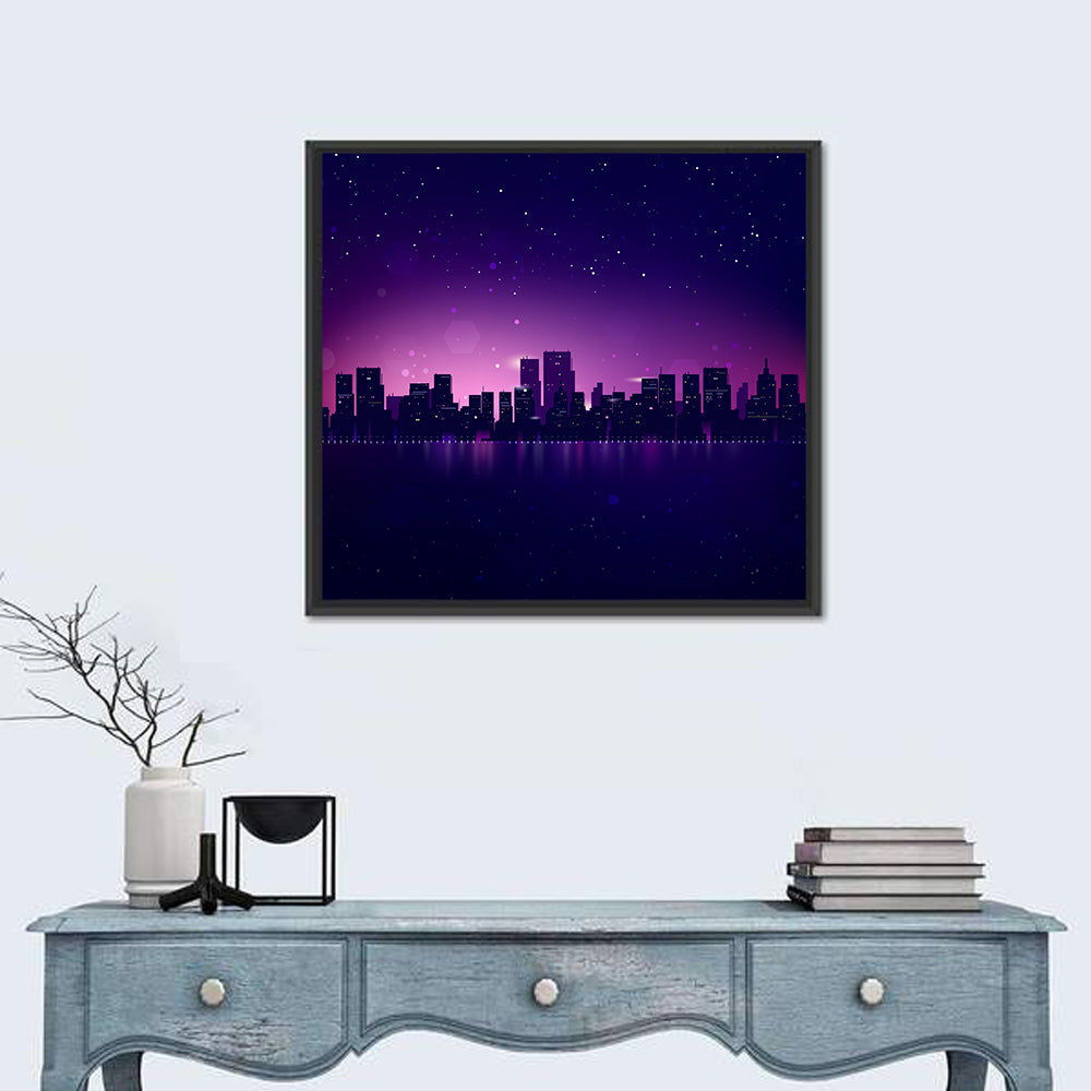 New York Night Skyline Wall Art in a room, square