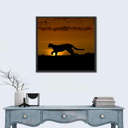 Cougar Silhouette at Sunset Wall Art