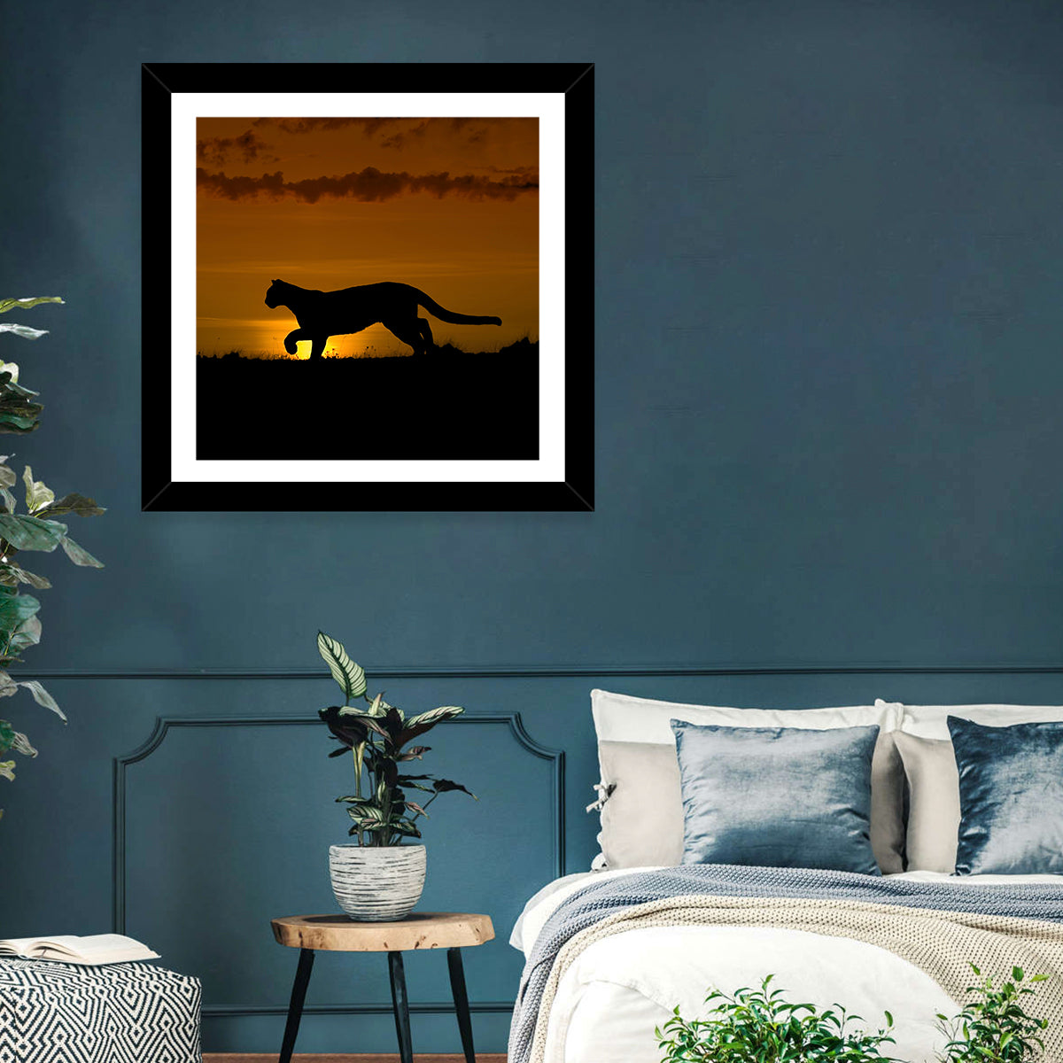 Cougar Silhouette at Sunset Wall Art
