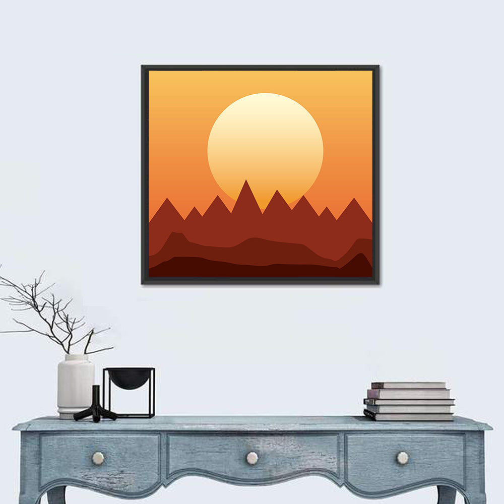 Geometric Mountain Sunset Wall Art