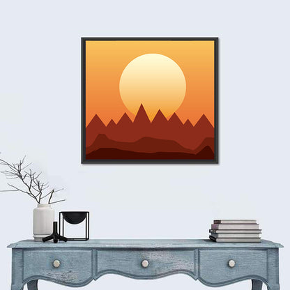 Geometric Mountain Sunset Wall Art