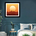 Geometric Mountain Sunset Wall Art