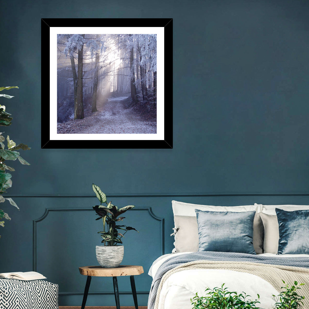 Frosted Forest Path at Dawn Wall Art